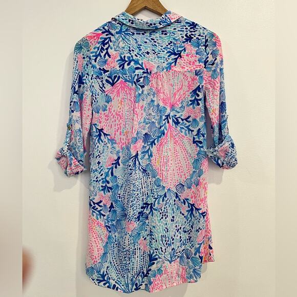 Lilly Pulitzer Natalie Shirtdress Cover Up in Sway with Me XXS - Picture 9 of 11